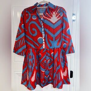 Sheridan French button down dress. Has inner lining and mid length sleeves.